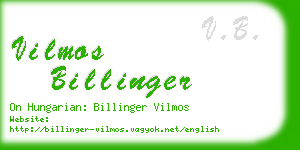 vilmos billinger business card